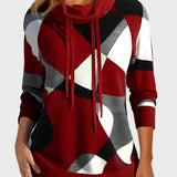 Ясела блуза с артистичен дизайн и качулка