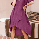 Делара - Асиметрична рокля от памук и лен