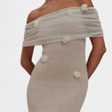 Емелина - Макси плетена рокля с открити рамене