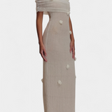 Емелина - Макси плетена рокля с открити рамене