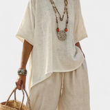 Смарагда - Комплект от раирани панталони и тениска