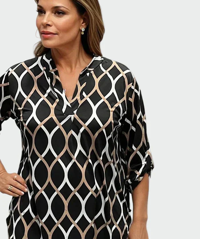 Алиса - риза с дълги ръкави и елегантен десен