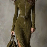 Вилина – Дълга суедова рокля Алесия