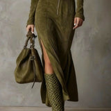 Вилина – Дълга суедова рокля Алесия