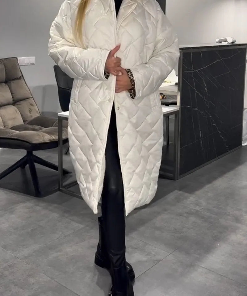 Виола – Обратимо стегнато палто с леопардова подплата