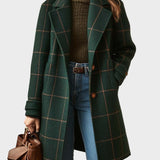 Алевита - Дамско палто от туид с ретро яка и карирани крака