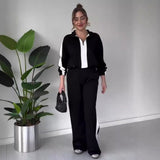 Яселина - Женски горнища с цип и ревера ＆ Панталони комплект от 2 части