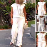 Шелмира - Дамски топ и панталон без ръкави от памук и лен