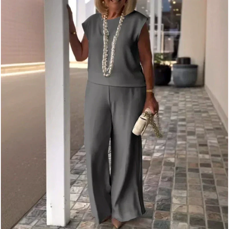 Шелмира - Дамски топ и панталон без ръкави от памук и лен