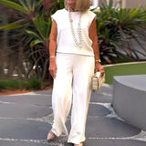 Шелмира - Дамски топ и панталон без ръкави от памук и лен