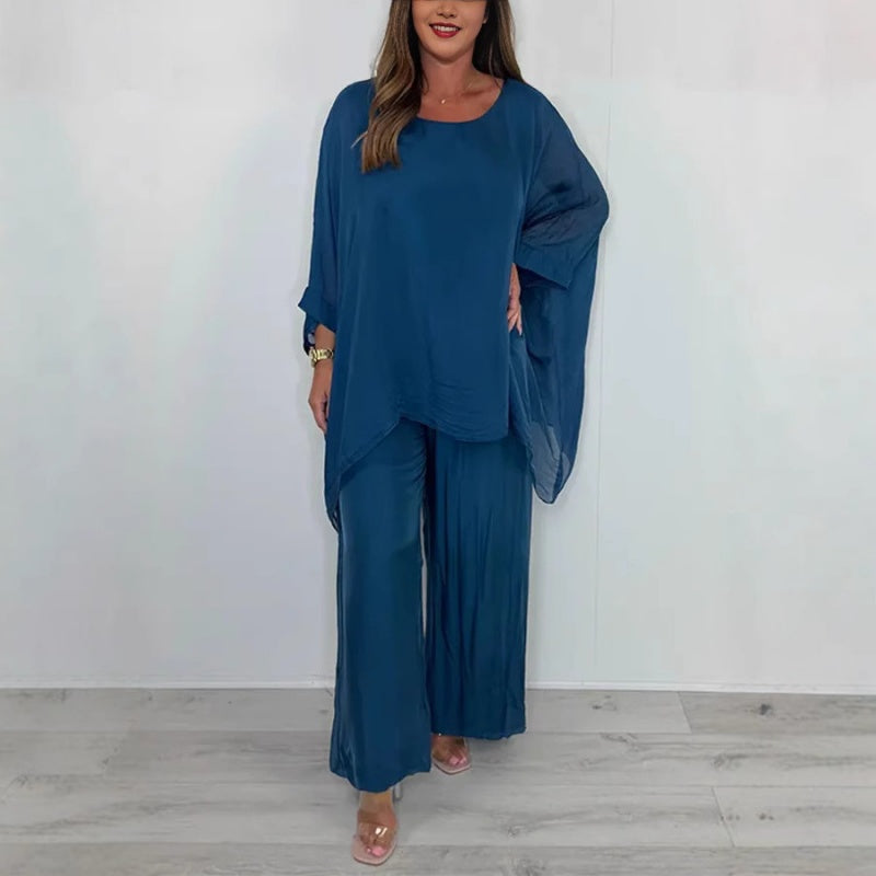 Явелия - Комплект шифонен топ и свободни панталони за жени