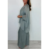 Явелия - Комплект шифонен топ и свободни панталони за жени