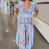 Ивавал - Дамски елегантни флорални шнур дълга рокля