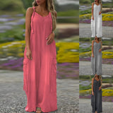 Златил - Дамски свободен гащеризон с широки крачоли и джобове