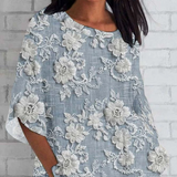 Златар - 3/4 ръкав 3D цветен печат свободен топ