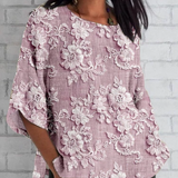 Златар - 3/4 ръкав 3D цветен печат свободен топ