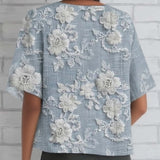 Златар - 3/4 ръкав 3D цветен печат свободен топ