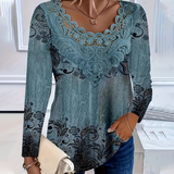 Златлю - Елегантна дамска дантелена блуза с дълъг ръкав