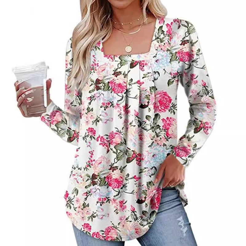 Златлев - Дамска туника с флорален принт и плисета