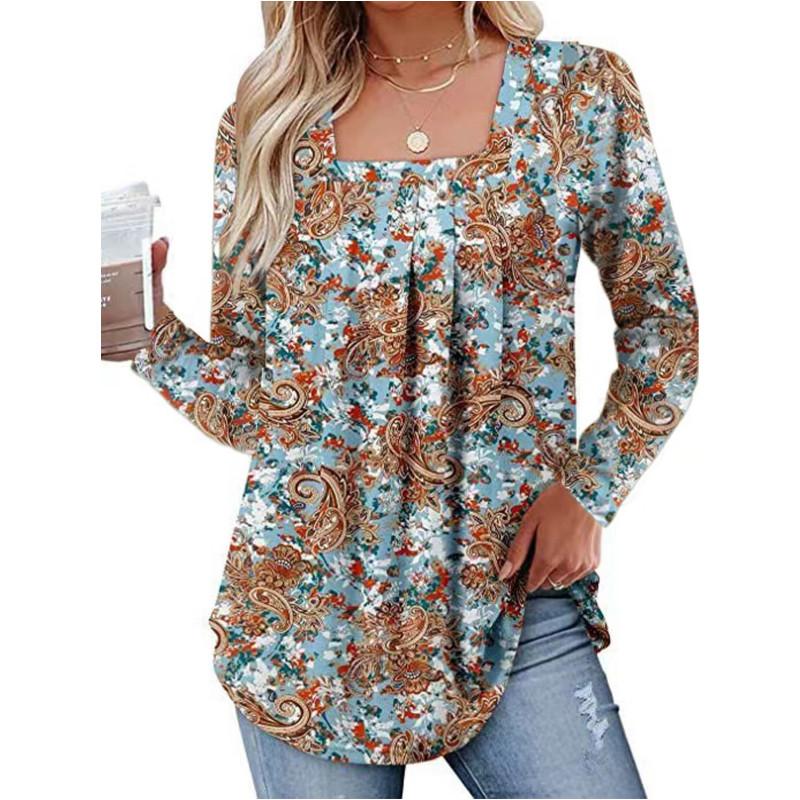 Златлев - Дамска туника с флорален принт и плисета