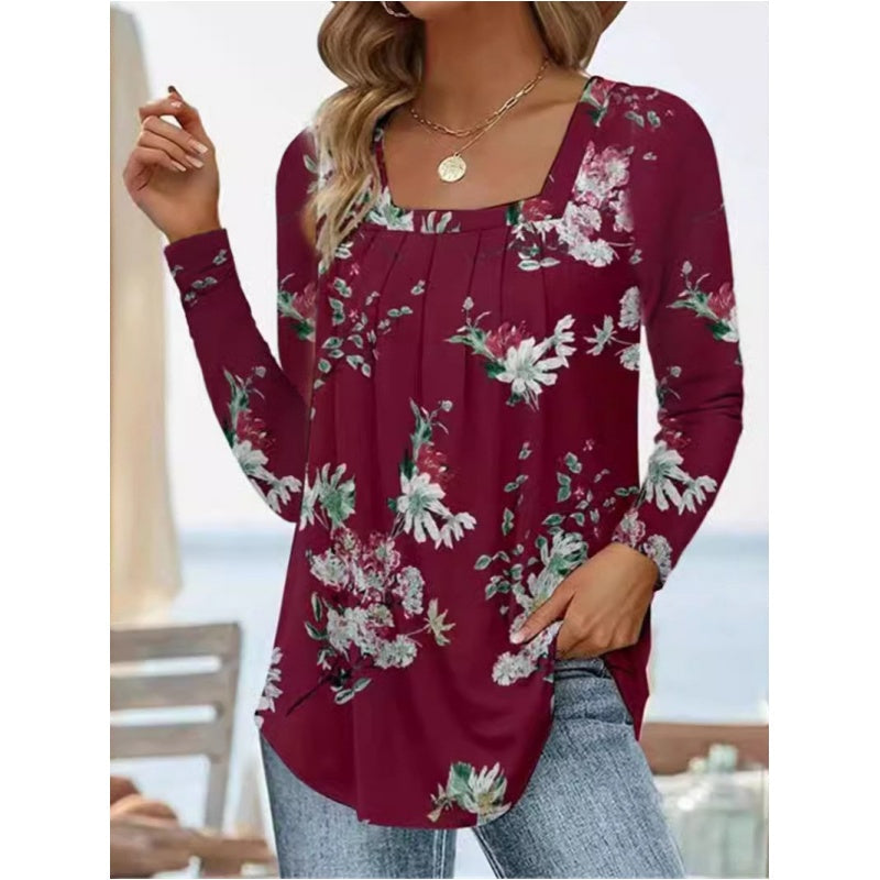 Златлев - Дамска туника с флорален принт и плисета