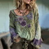 Златмир - Дамска ежедневна блуза с принт и кръгла яка