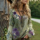 Златмир - Дамска ежедневна блуза с принт и кръгла яка