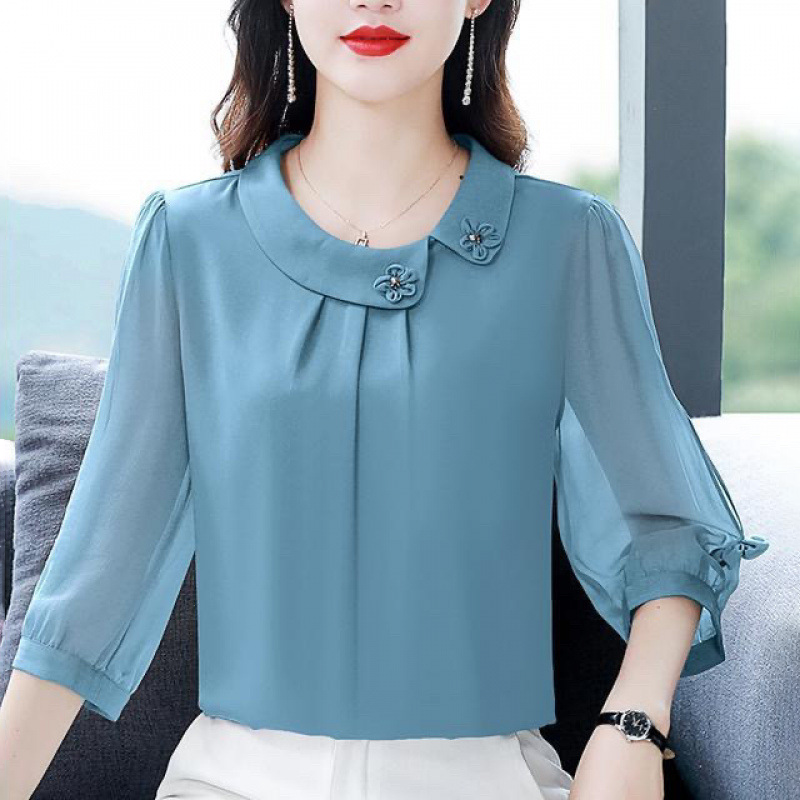 Златлор - Елегантен дамски топ с три четвърти ръкави и свободна кройка